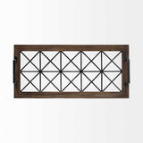 28" Brown Wood Indoor Outdoor Tray With Handles - Homeroots
