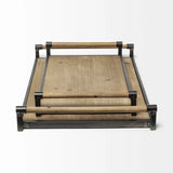 Set of Two Brown Wood Indoor Outdoor Serving Tray With Handles - Homeroots