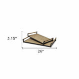 Set of Two Brown Wood Indoor Outdoor Serving Tray With Handles - Homeroots - Flyclothing LLC