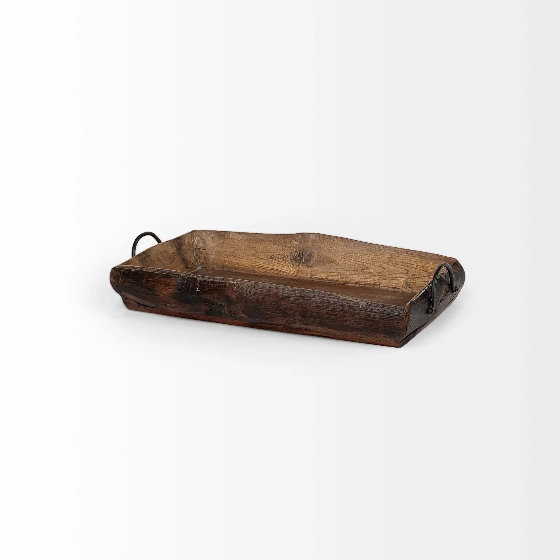 Set of Two Brown Rectangular Wood Indoor Outdoor Serving Tray With Handles - Homeroots - Flyclothing LLC