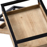 Set of Two Brown Wood Indoor Outdoor Tray With Handles - Homeroots - Flyclothing LLC