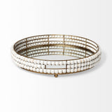 22" White Round Metal Indoor Outdoor Vanity Tray With Handles - Homeroots - Flyclothing LLC