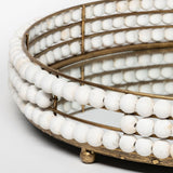 22" White Round Metal Indoor Outdoor Vanity Tray With Handles - Homeroots