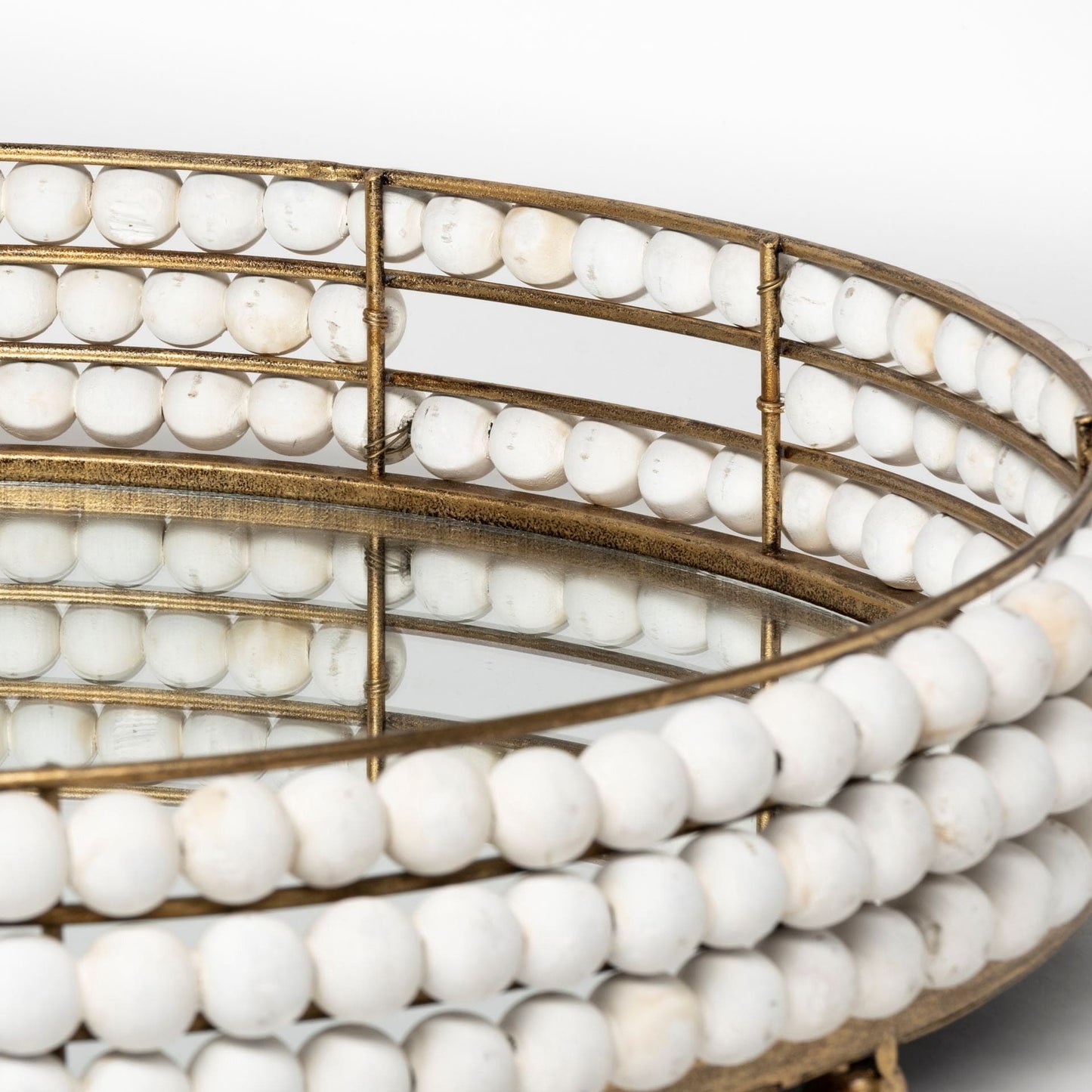 22" White Round Metal Indoor Outdoor Vanity Tray With Handles - Homeroots - Flyclothing LLC