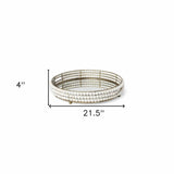 22" White Round Metal Indoor Outdoor Vanity Tray With Handles - Homeroots - Flyclothing LLC
