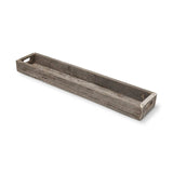 36" Brown Wood Indoor Outdoor Cracker Tray With Handles - Homeroots