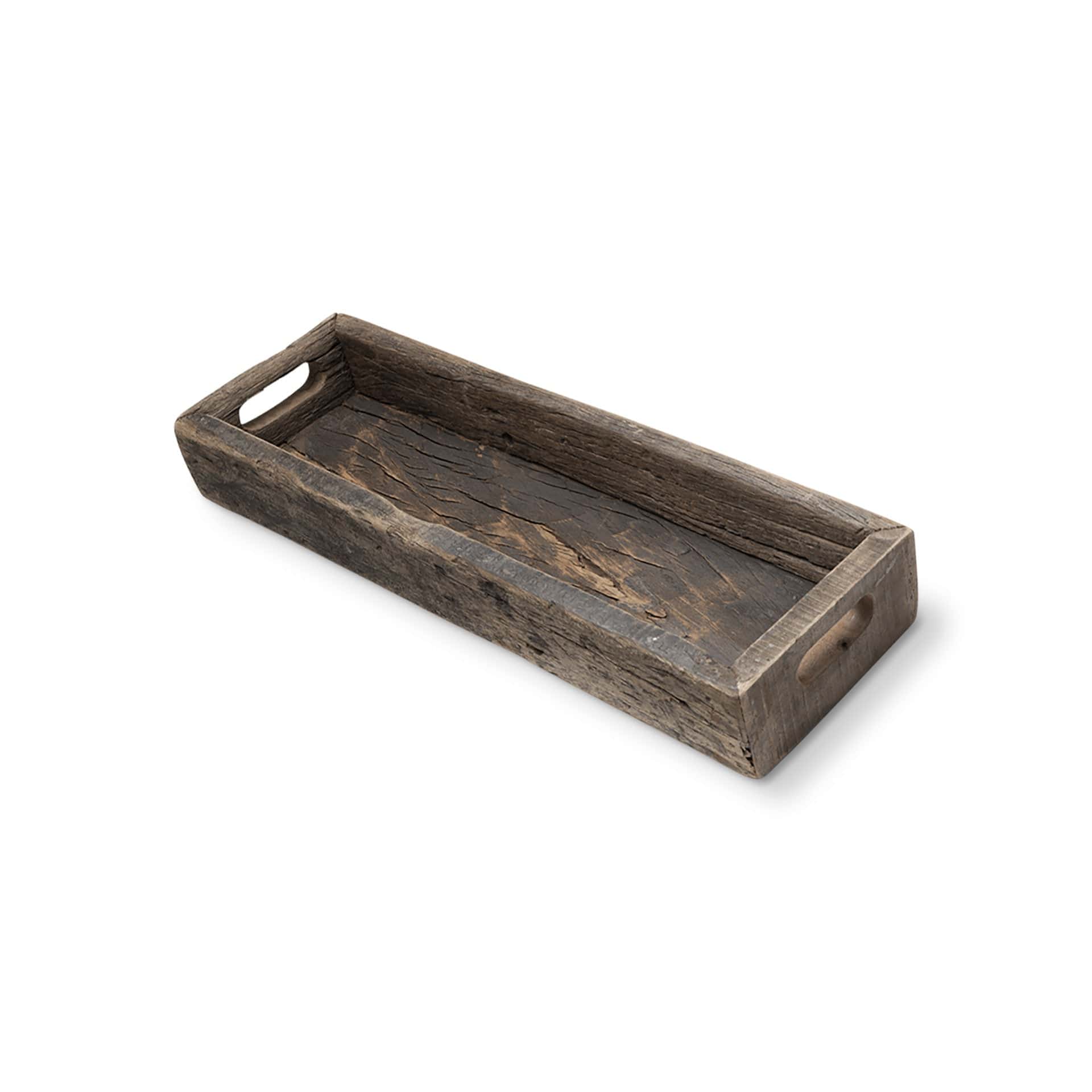 24" Brown Wood Indoor Outdoor Tray With Handles - Homeroots - Flyclothing LLC