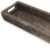 24" Brown Wood Indoor Outdoor Tray With Handles - Homeroots - Flyclothing LLC