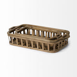 Set of Two Brown Wood Indoor Outdoor Tray With Handles - Homeroots