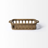 Set of Two Brown Wood Indoor Outdoor Tray With Handles - Homeroots