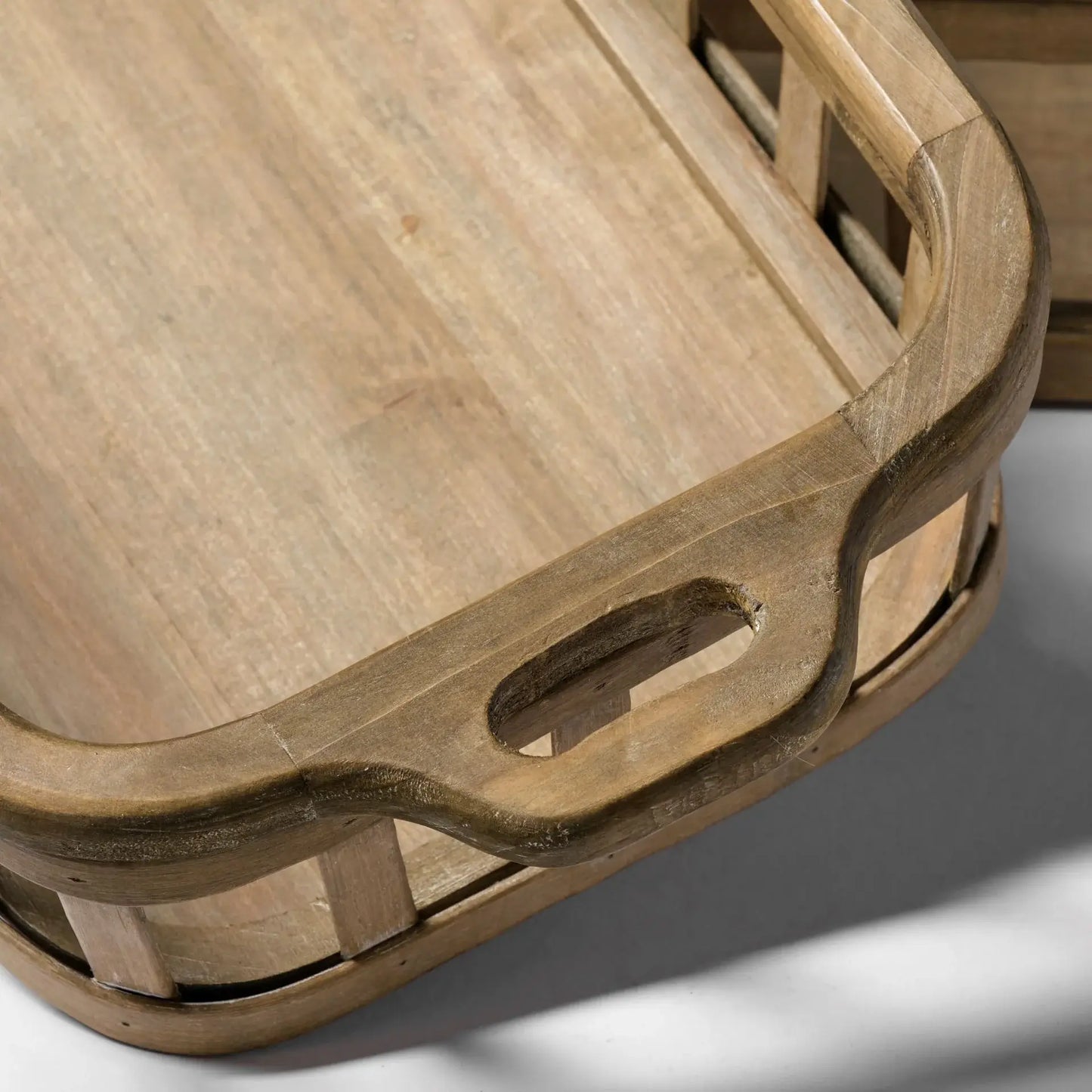 Set of Two Brown Wood Indoor Outdoor Tray With Handles - Homeroots - Flyclothing LLC