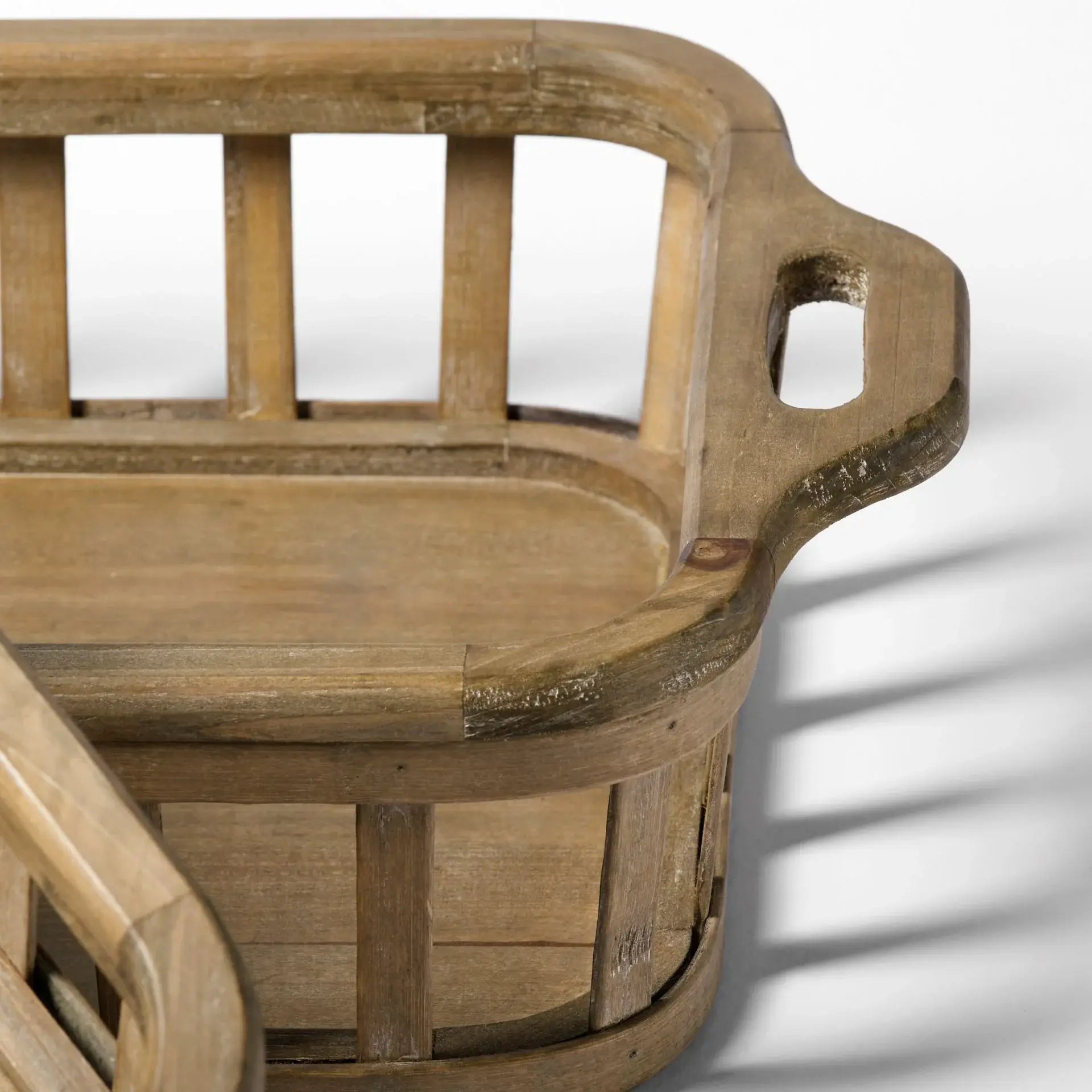 Set of Two Brown Wood Indoor Outdoor Tray With Handles - Homeroots - Flyclothing LLC