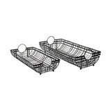 Set of Two Gray Metal Indoor Outdoor Serving Tray With Handles - Homeroots