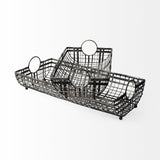 Set of Two Gray Metal Indoor Outdoor Serving Tray With Handles - Homeroots