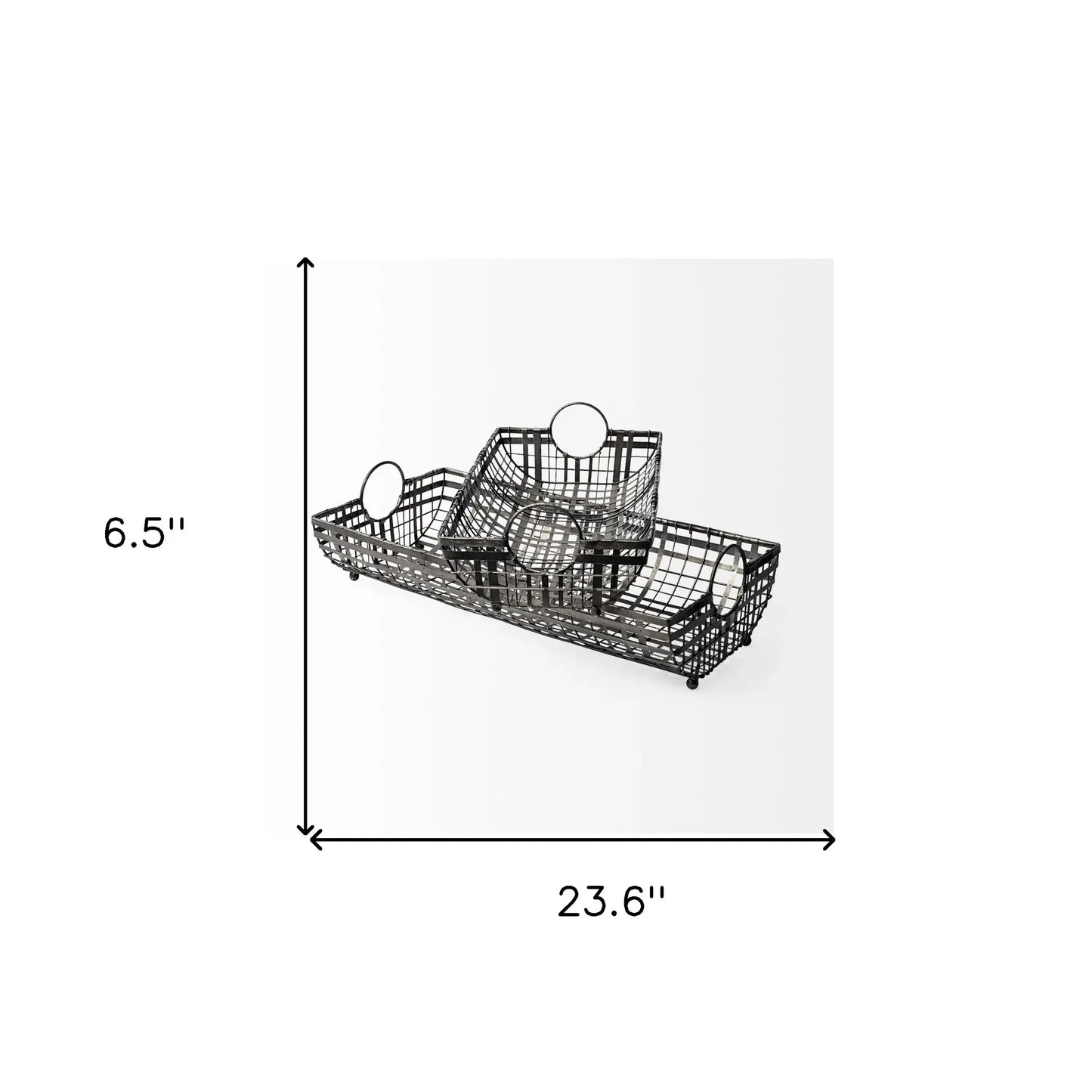Set of Two Gray Metal Indoor Outdoor Serving Tray With Handles - Homeroots - Flyclothing LLC
