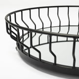 20" Black Round Metal Indoor Outdoor Serving Tray With Handles - Homeroots - Flyclothing LLC