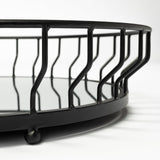 20" Black Round Metal Indoor Outdoor Serving Tray With Handles - Homeroots - Flyclothing LLC