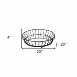 20" Black Round Metal Indoor Outdoor Serving Tray With Handles - Homeroots - Flyclothing LLC