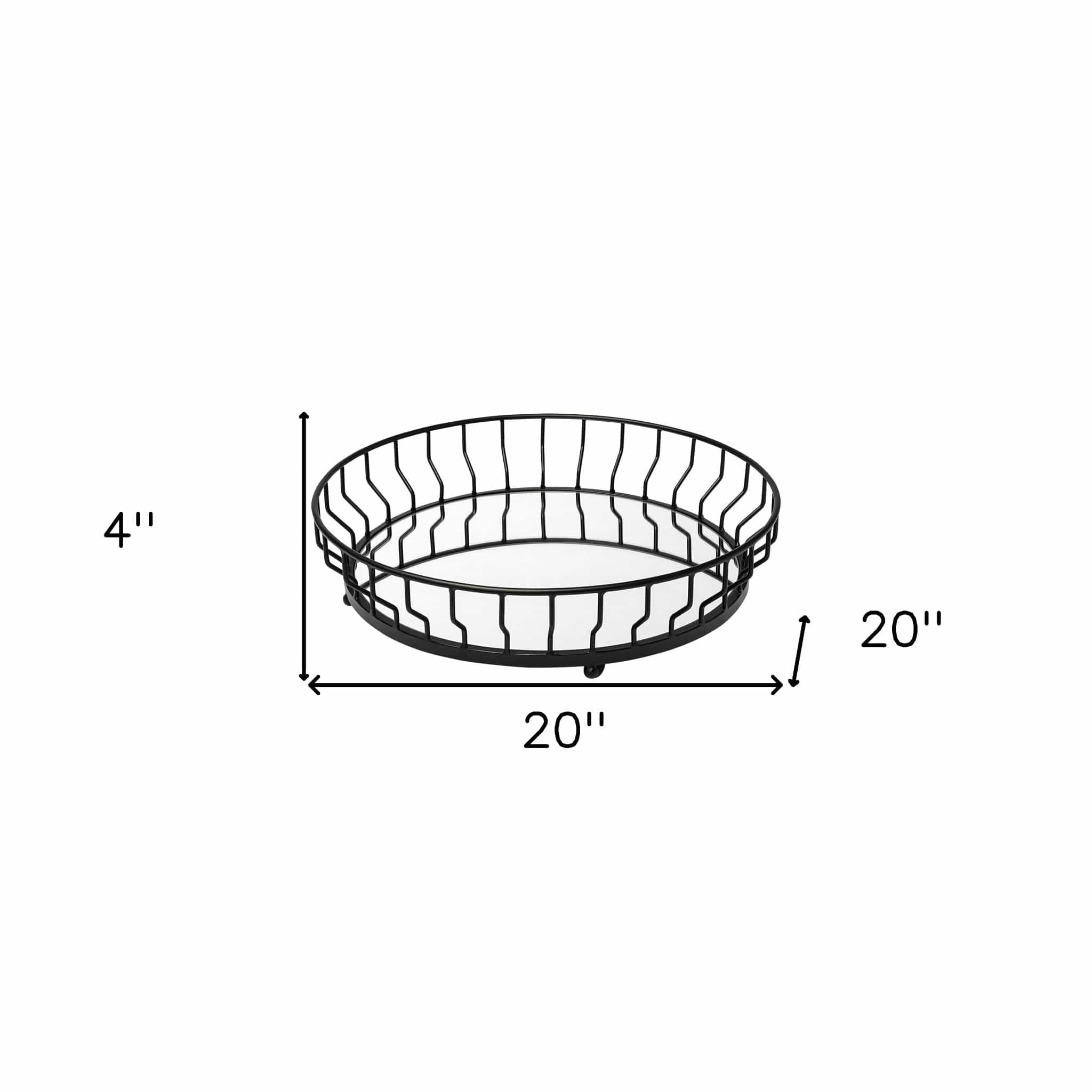20" Black Round Metal Indoor Outdoor Serving Tray With Handles - Homeroots - Flyclothing LLC