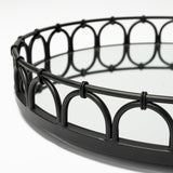 20" Black Round Metal Indoor Outdoor Serving Tray With Handles - Homeroots