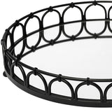20" Black Round Metal Indoor Outdoor Serving Tray With Handles - Homeroots - Flyclothing LLC