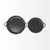 Set of Two Black Round Metal Indoor Outdoor Tray With Handles - Homeroots - Flyclothing LLC