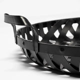 Set of Two Black Round Metal Indoor Outdoor Tray With Handles - Homeroots - Flyclothing LLC