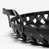 Set of Two Black Round Metal Indoor Outdoor Tray With Handles - Homeroots - Flyclothing LLC