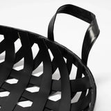 Set of Two Black Round Metal Indoor Outdoor Tray With Handles - Homeroots - Flyclothing LLC