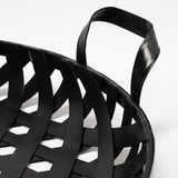 Set of Two Black Round Metal Indoor Outdoor Tray With Handles - Homeroots - Flyclothing LLC