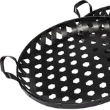 Set of Two Black Round Metal Indoor Outdoor Tray With Handles - Homeroots - Flyclothing LLC