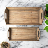Set Of 2 Natural Brown Wood With Grains And Knots Highlight Trays - Homeroots - Flyclothing LLC