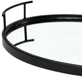 Matte Black Metal With Two Handle Both Sides And Mirrored Glass Bottom Tray - Homeroots - Flyclothing LLC