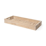 28" Natural Wood Indoor Outdoor Tray With Handles - Homeroots
