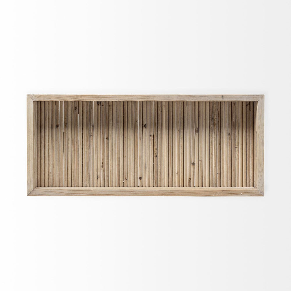 28" Natural Wood Indoor Outdoor Tray With Handles - Homeroots - Flyclothing LLC