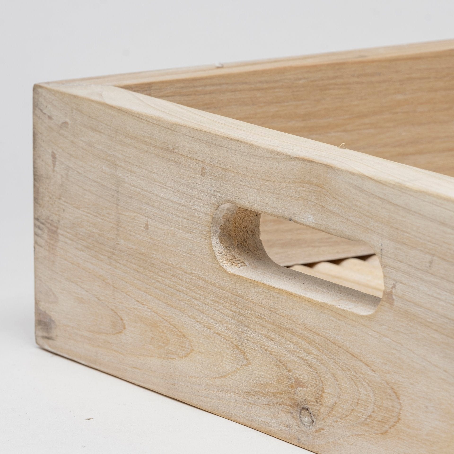 28" Natural Wood Indoor Outdoor Tray With Handles - Homeroots - Flyclothing LLC