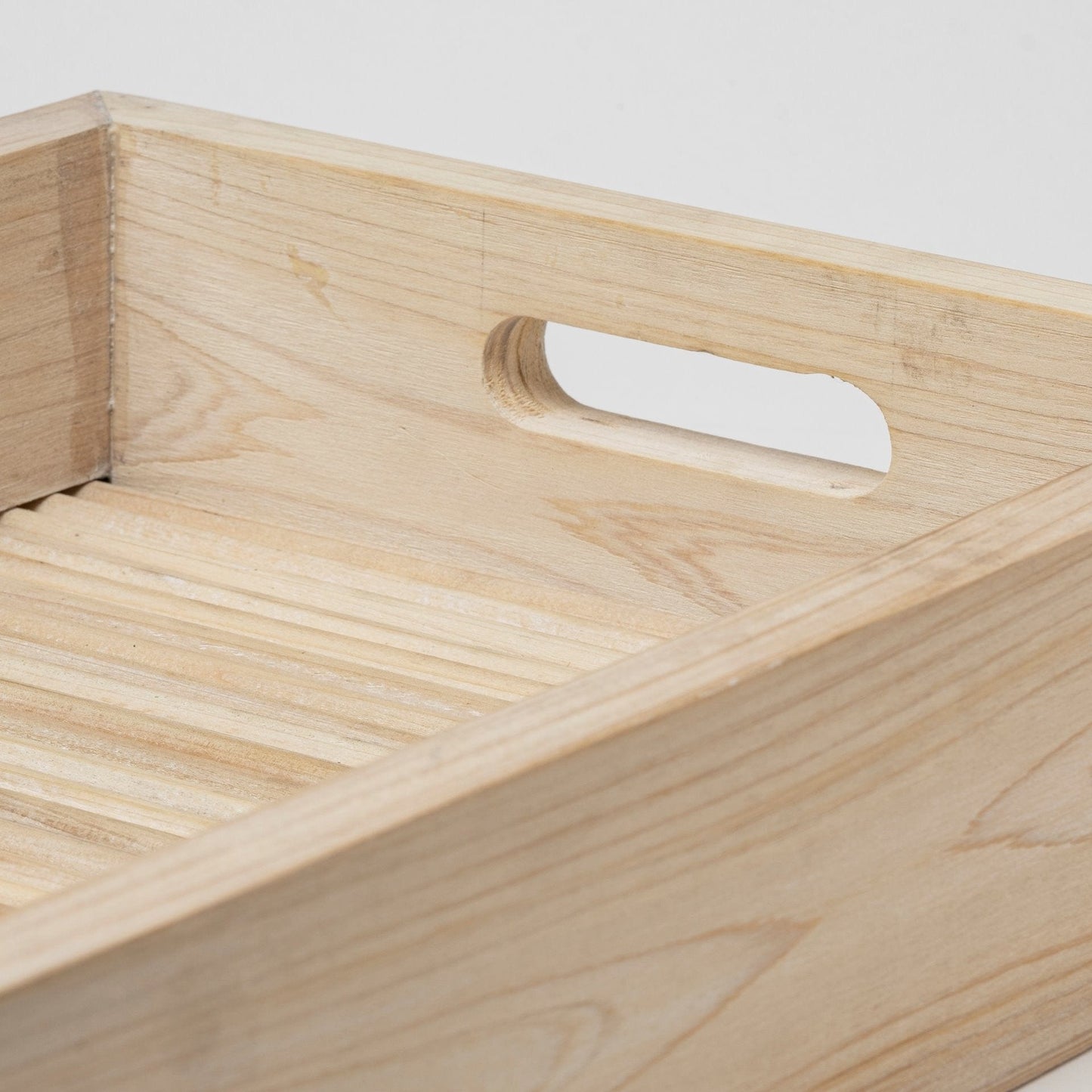 28" Natural Wood Indoor Outdoor Tray With Handles - Homeroots - Flyclothing LLC