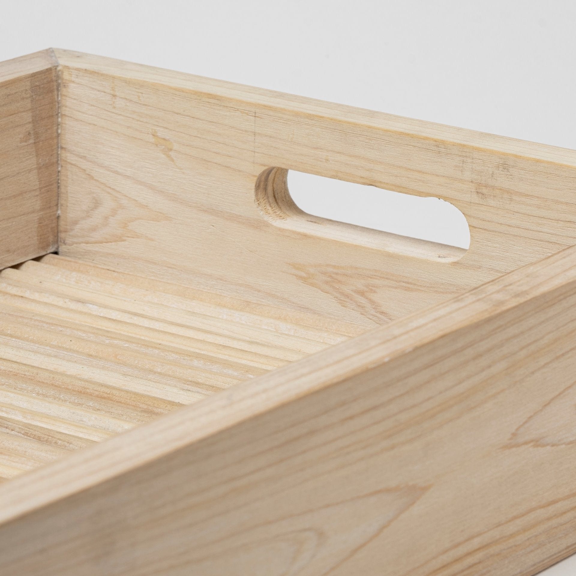 28" Natural Wood Indoor Outdoor Tray With Handles - Homeroots - Flyclothing LLC