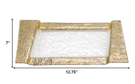 13" Gold Glass Snack Or Vanity Tray - Homeroots - Flyclothing LLC