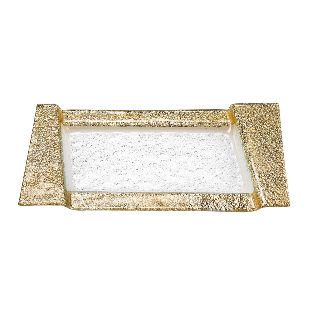 13" Gold Glass Snack Or Vanity Tray - Homeroots - Flyclothing LLC