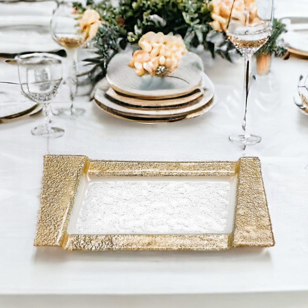 13" Gold Glass Snack Or Vanity Tray - Homeroots - Flyclothing LLC
