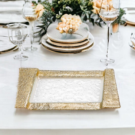 13" Gold Glass Snack Or Vanity Tray - Homeroots