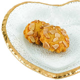 8" Mouth Blown Seeded Glass Heart Plate with Gold Rim - Homeroots - Flyclothing LLC