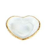 8" Mouth Blown Seeded Glass Heart Plate with Gold Rim - Homeroots - Flyclothing LLC