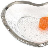 8" Mouth Blown Seeded Glass Heart Plate with Silver Rim - Homeroots - Flyclothing LLC