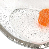 8" Mouth Blown Seeded Glass Heart Plate with Silver Rim - Homeroots