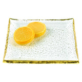 7 Glass Set Of 4 Square Edge Gold Plates - Homeroots