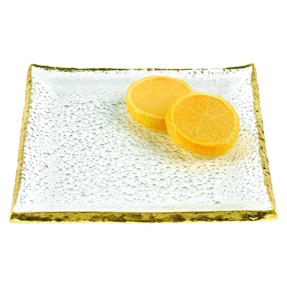 7 Glass Set Of 4 Square Edge Gold Plates - Homeroots - Flyclothing LLC
