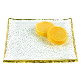 7 Glass Set Of 4 Square Edge Gold Plates - Homeroots