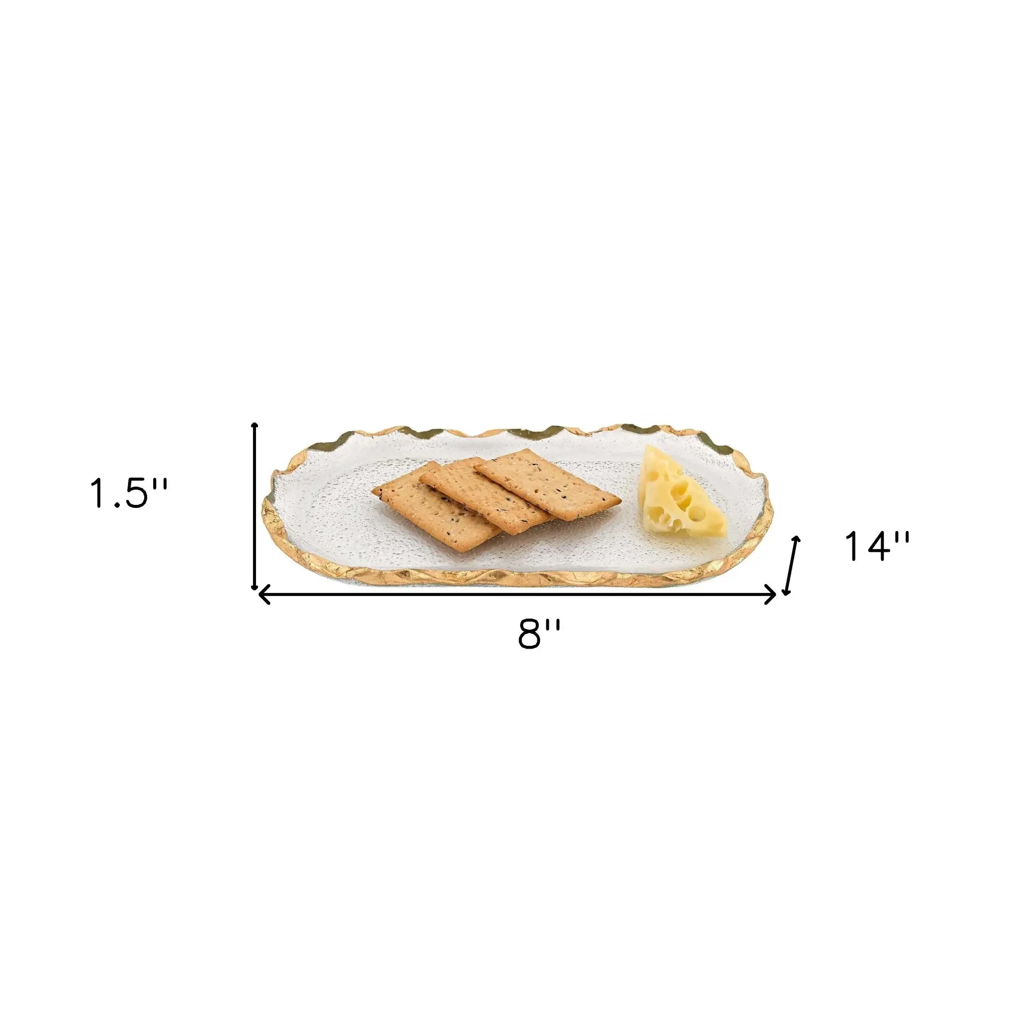 14 Glass Oval Edge Gold Leaf Platter - Homeroots - Flyclothing LLC